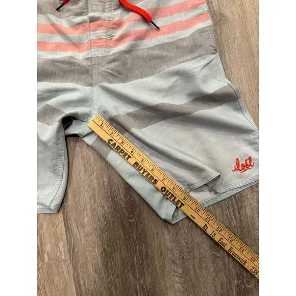 Lost Enterprises Board Shorts Size 32 Striped 9" Inseam Bathing Suit Swim Shorts - Picture 9 of 9